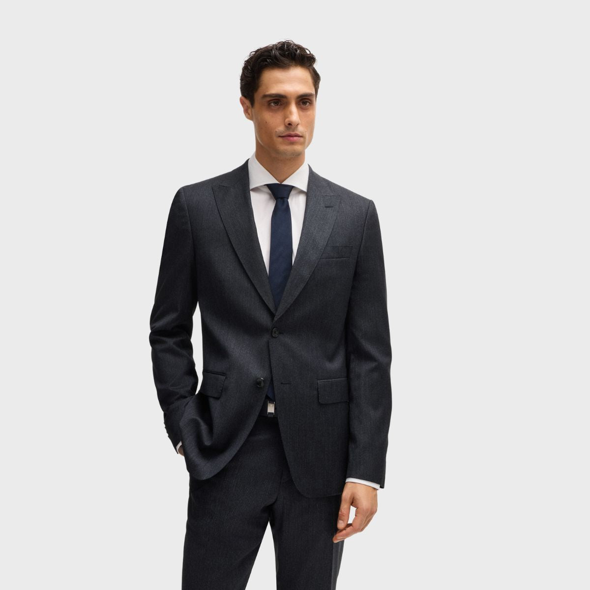 Small Patterned Suits Slim-fit suit in micro-patterned wool– Design District