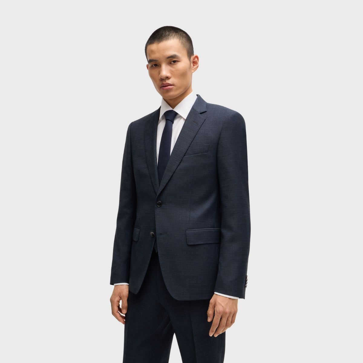 Small Patterned Suits Slim-fit suit in micro-patterned stretch wool– Design District